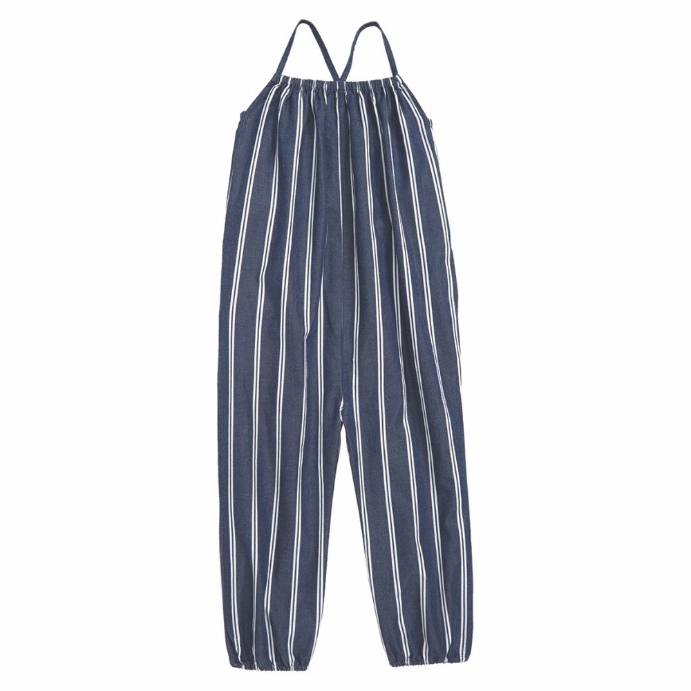 Stem Girls Striped Navy Blue Jumpsuit